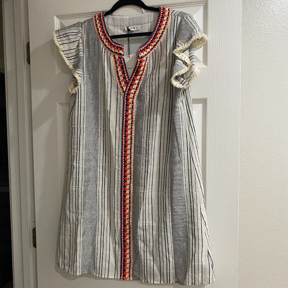 Stripped and Embroidered Dress